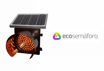 Semáforo Solar Amarelo Piscante DS200S - Suporte