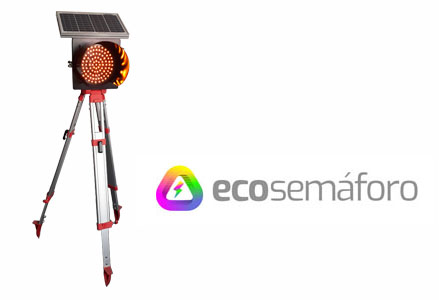 Semáforo Solar Amarelo Piscante DS200T - Tripé